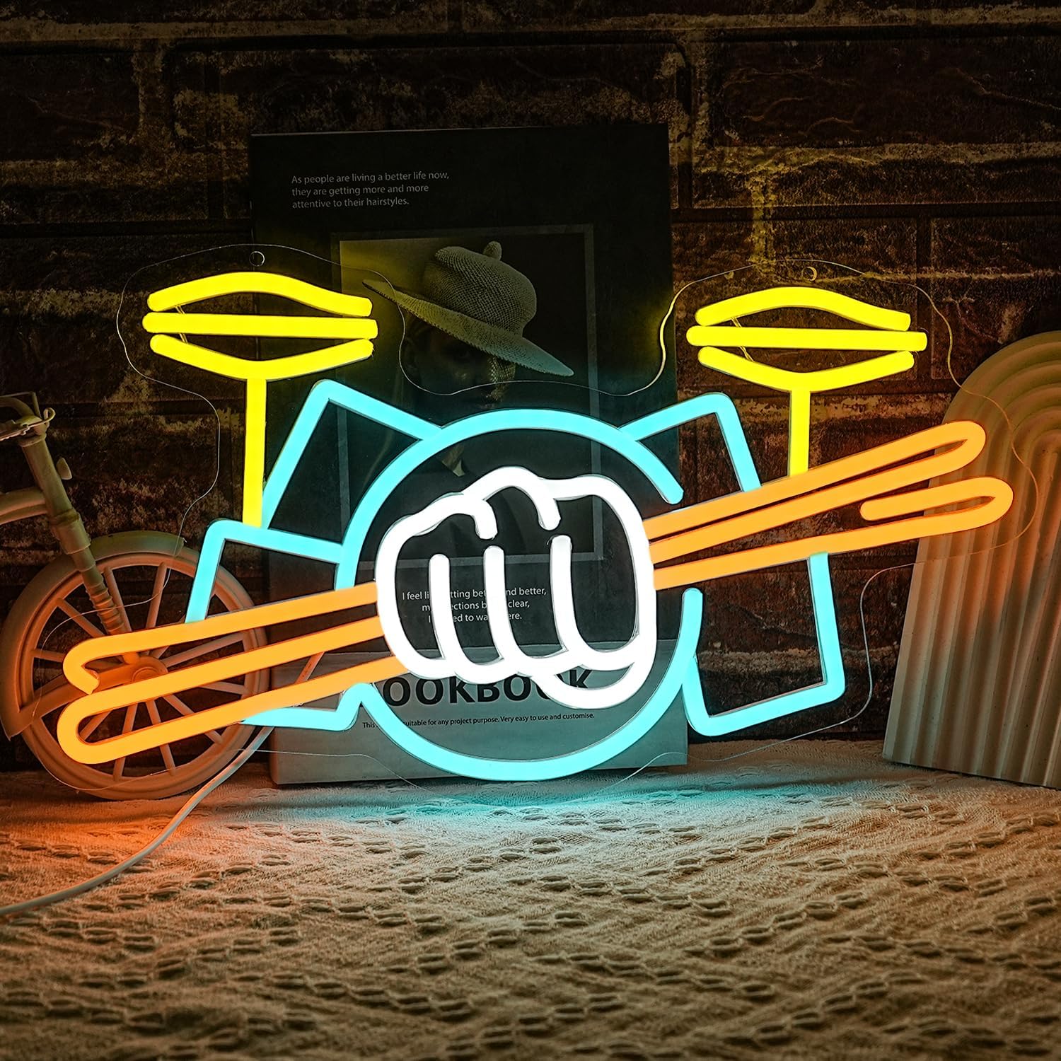 Drum Set Neon Sign USB Powered - Musical Instruments ulasan dan harga