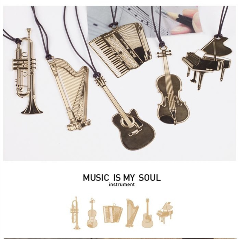 6pcs Music Metal Bookmark Gold - Musical Instrument Book ulasan dan harga