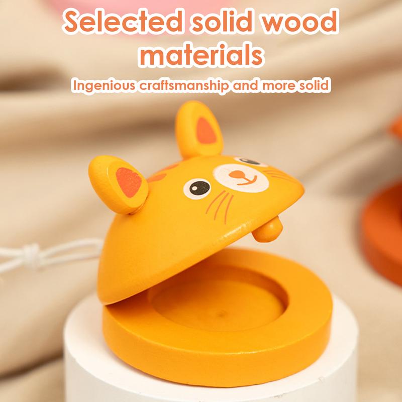 Kids Cartoon Wooden Castanets  - Musical Instrument Clapper ulasan dan harga